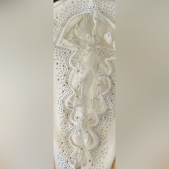 Vila Milano White Mixed Media Sweater Dolman Sleeves Sequins Size Medium - Picture 3 of 7